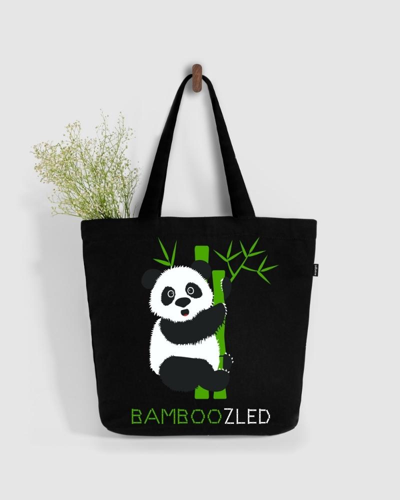 Large Zipper Tote Bag - Bamboozled Panda: Eco-Friendly and Sustainable Large Zipper Tote Bag by ecoright