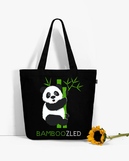Large Zipper Tote Bag - Bamboozled Panda: Eco-Friendly and Sustainable Large Zipper Tote Bag by ecoright