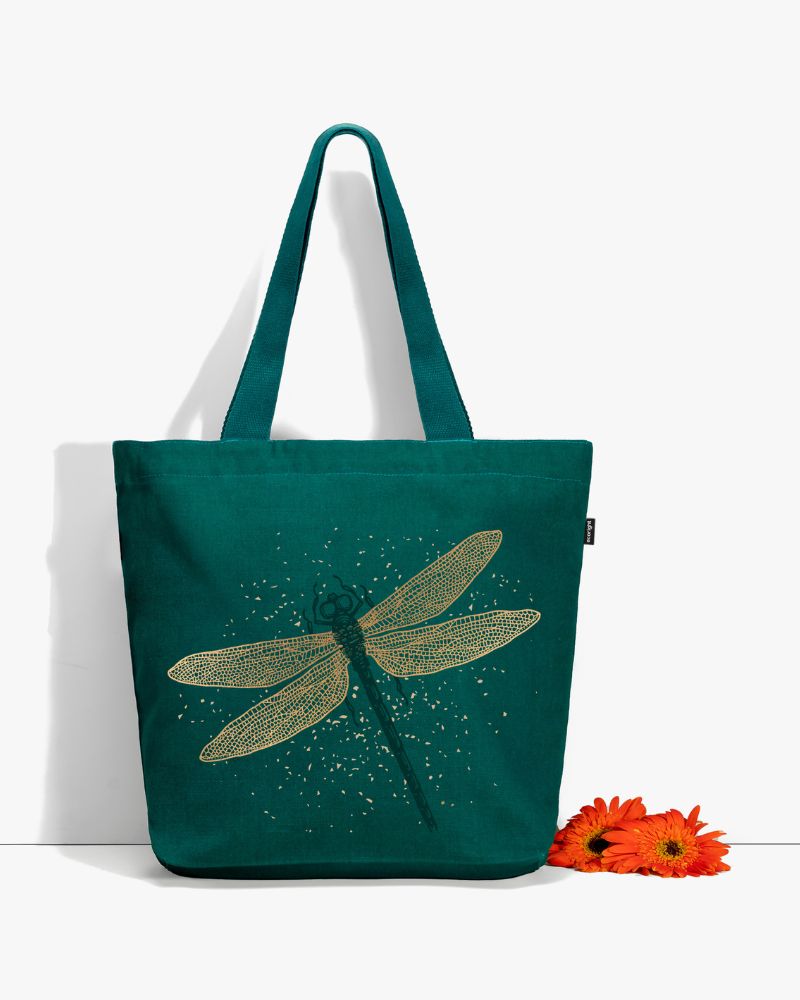 Large Zipper Tote Bag - Spectacular DragonFly: Eco-Friendly and Sustainable Large Zipper Tote Bag by ecoright