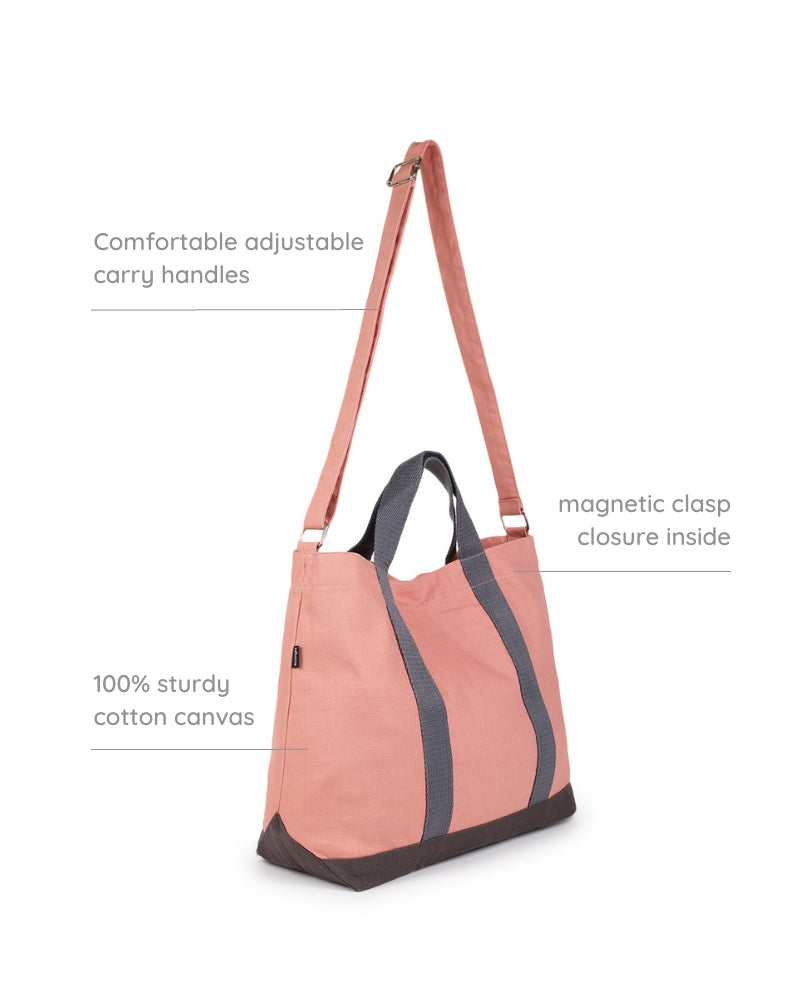 Light Rose Canvas Crossbody Tote Bag: Eco-Friendly and Sustainable Crossbody Tote bags by ecoright