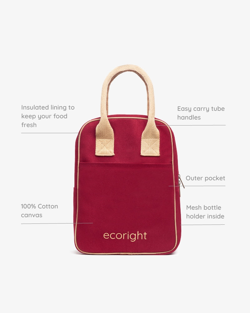 Lunch Bag - Maroon &amp; Beige: Eco-Friendly and Sustainable Lunch Bag by ecoright