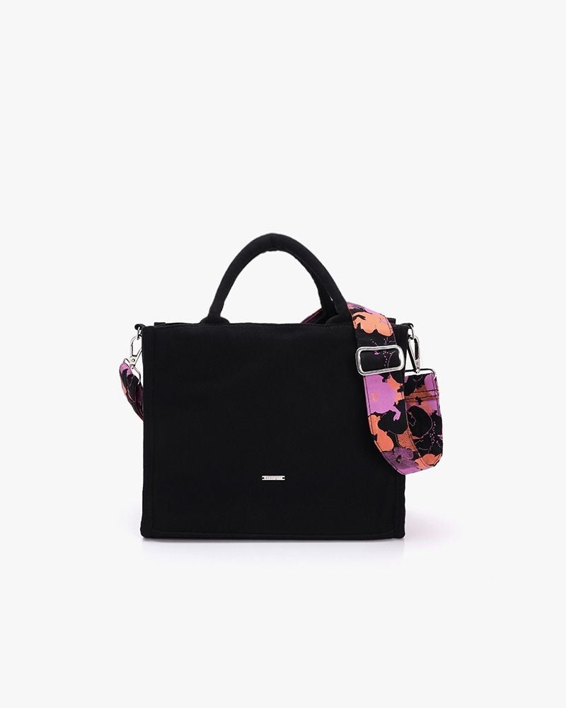 Black Satchel Handbag Night Bloom ecoright