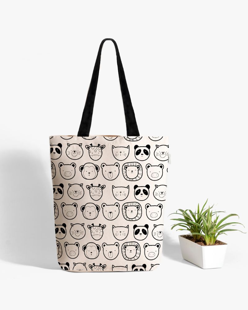 Zipper Tote Bag - Cute Animals: Eco-Friendly and Sustainable Zipper Tote Bag by ecoright