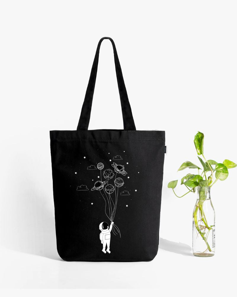 Zipper Tote Bag - Fly Me To Space: Eco-Friendly and Sustainable Zipper Tote Bag by ecoright