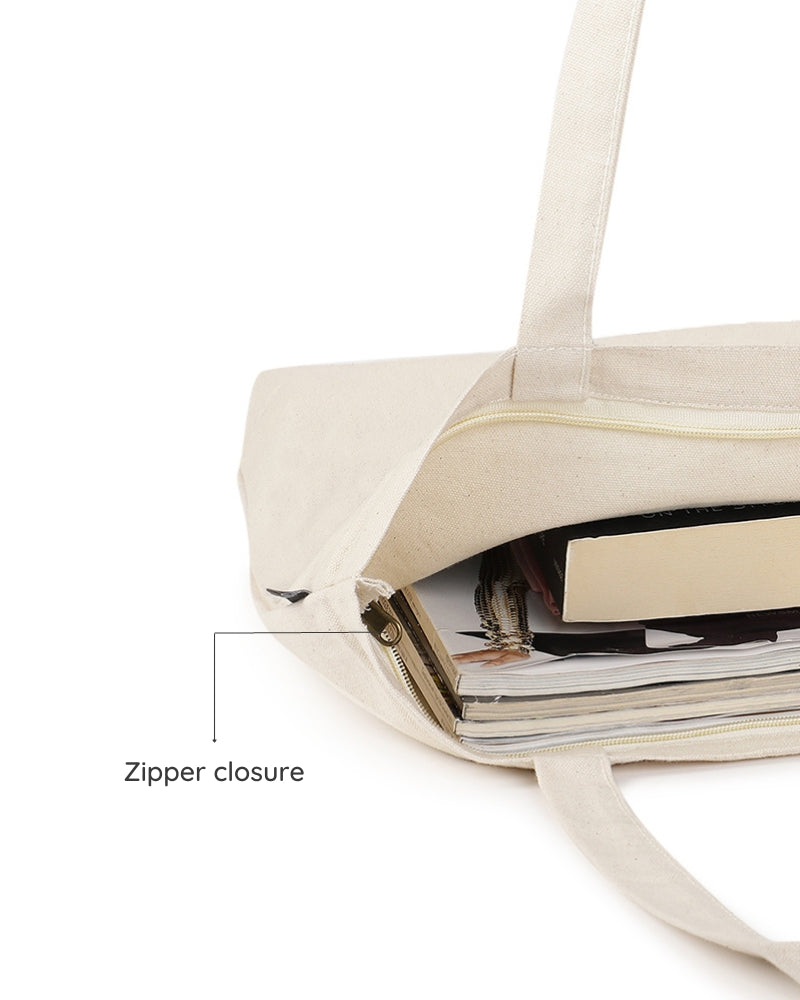 Zipper Tote Bag - Houston we have a problem(Natural): Eco-Friendly and Sustainable Zipper Tote Bag by ecoright