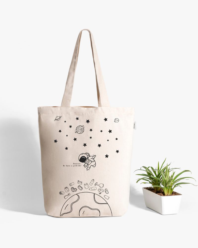 Happy Accident Canvas Bag with Zipper in Natural