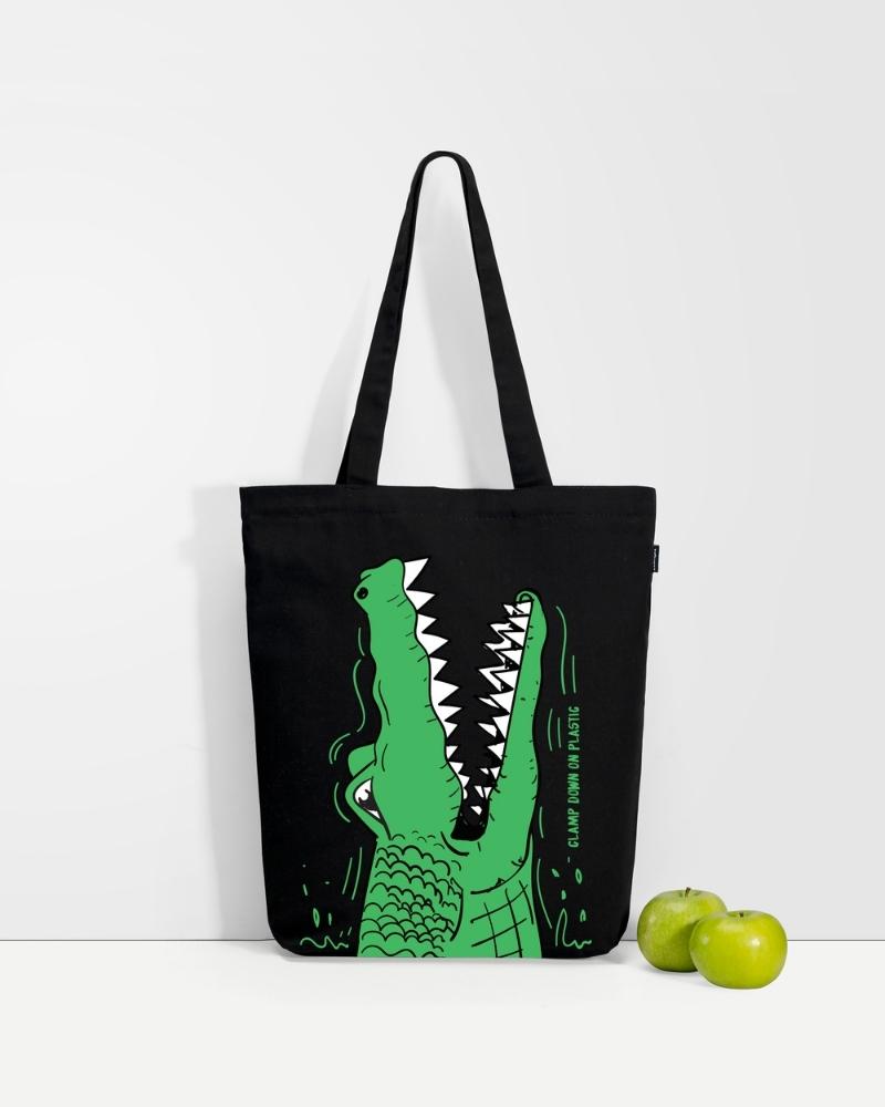 Zipper Tote Bag - Hungry Crocs: Eco-Friendly and Sustainable Zipper Tote Bag by ecoright