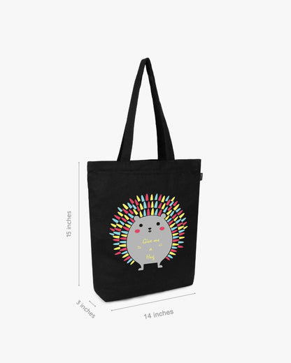 Zipper Tote Bag - Porcupine Hug: Eco-Friendly and Sustainable Zipper Tote Bag by ecoright
