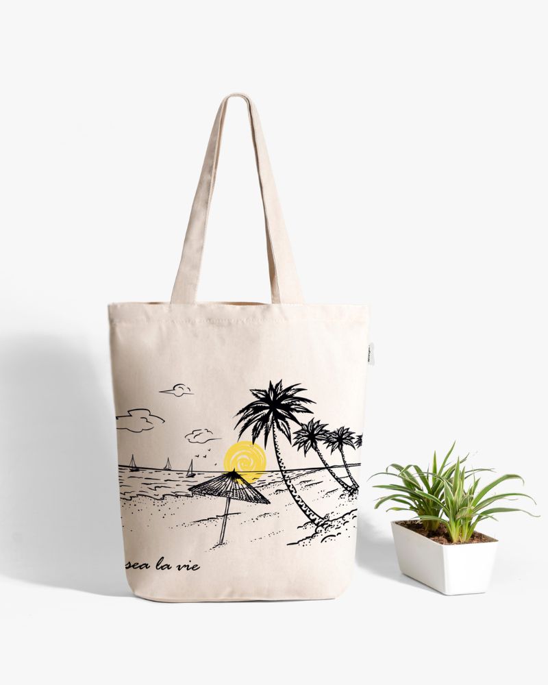 Zipper Tote Bag - Sea La Vie: Eco-Friendly and Sustainable Zipper Tote Bag by ecoright