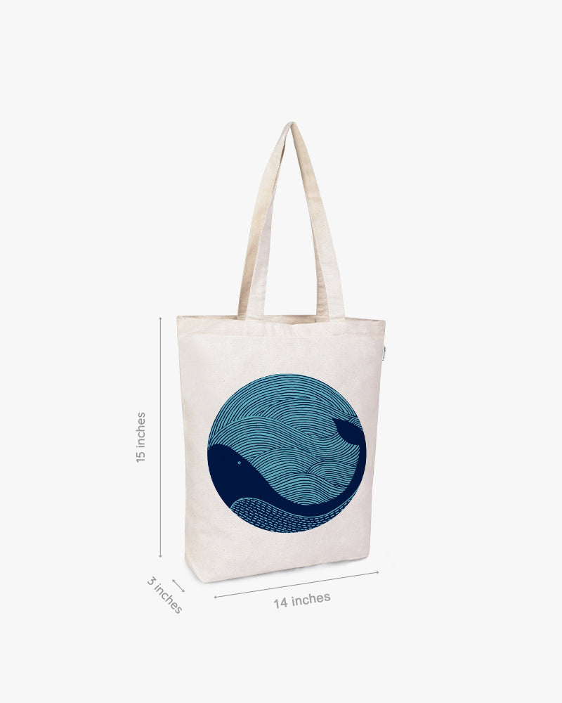 Zipper Tote Bag - Whale Doodle: Eco-Friendly and Sustainable Zipper Tote Bag by ecoright